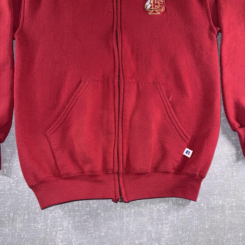 Vintage Russell Athletic Hoodie Youth XL Red Full Zip Fleece FS Logo Made USA - Picture 4 of 13